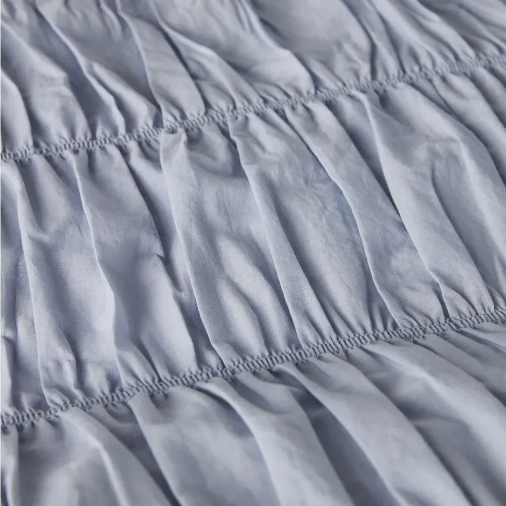 Anthropologie Shyla Ruffled Duvet Light Blue California King